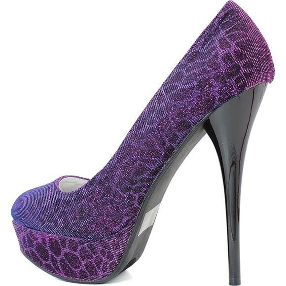 QUPID Women's Berry Fabric Leopard Lurex Fabric Stiletto Heel Pumps | Size 7.5 - Picture 4 of 6